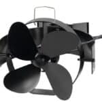 Ventilátor Strend Pro, krbový, s úchytom na dymovod a magnetom, poháňaný teplom, 4-lopatkový, čierny
