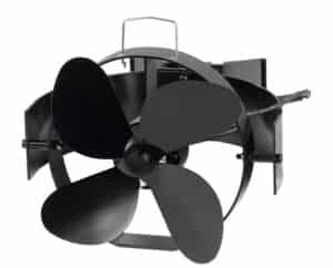 Ventilátor Strend Pro, krbový, s úchytom na dymovod a magnetom, poháňaný teplom, 4-lopatkový, čierny