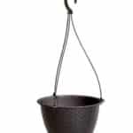Kvetináč RATOLLA Round W 240, hnedý, podložka, závesný, s vešiakom
